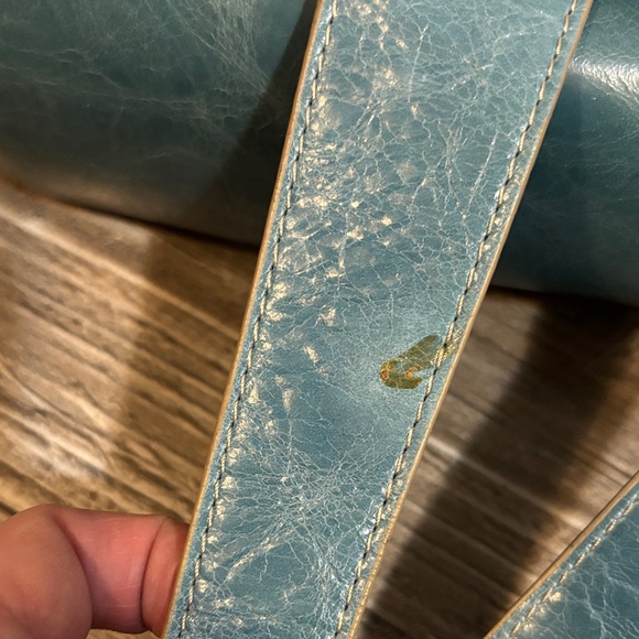 Vintage Danier Teal / Blue Leather Crossbody convertible knapsack Tote Purse - Picture 10 of 10